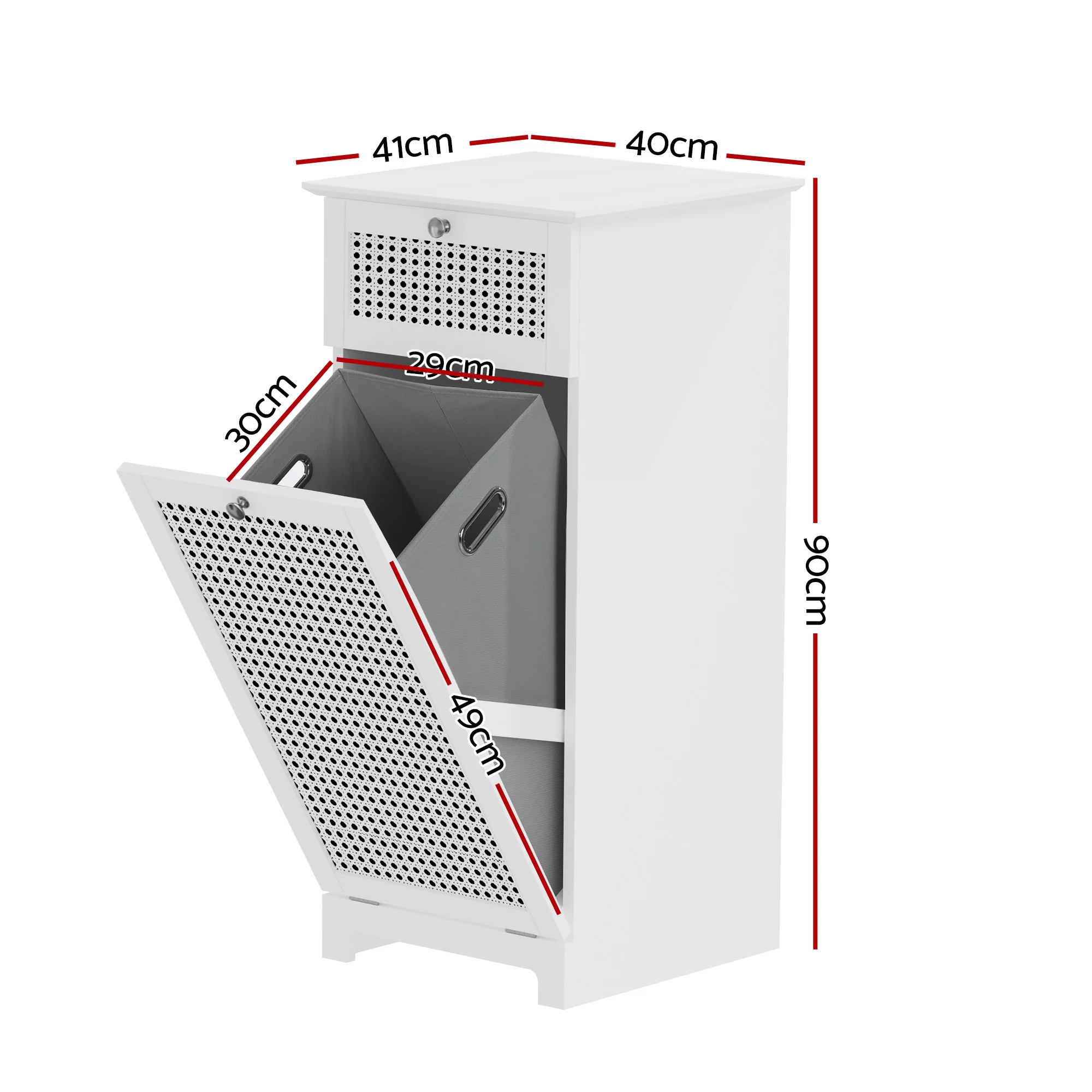 Artiss 2X Laundry Hamper Cabinet Bathroom Storage White Rattan - Image 3