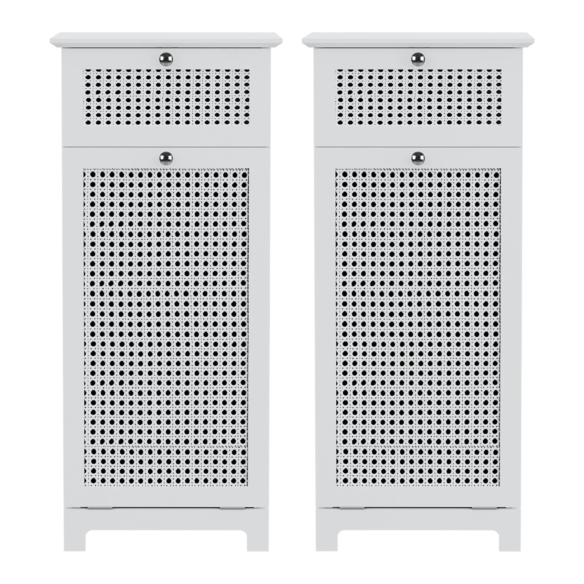 Artiss 2X Laundry Hamper Cabinet Bathroom Storage White Rattan - Image 4