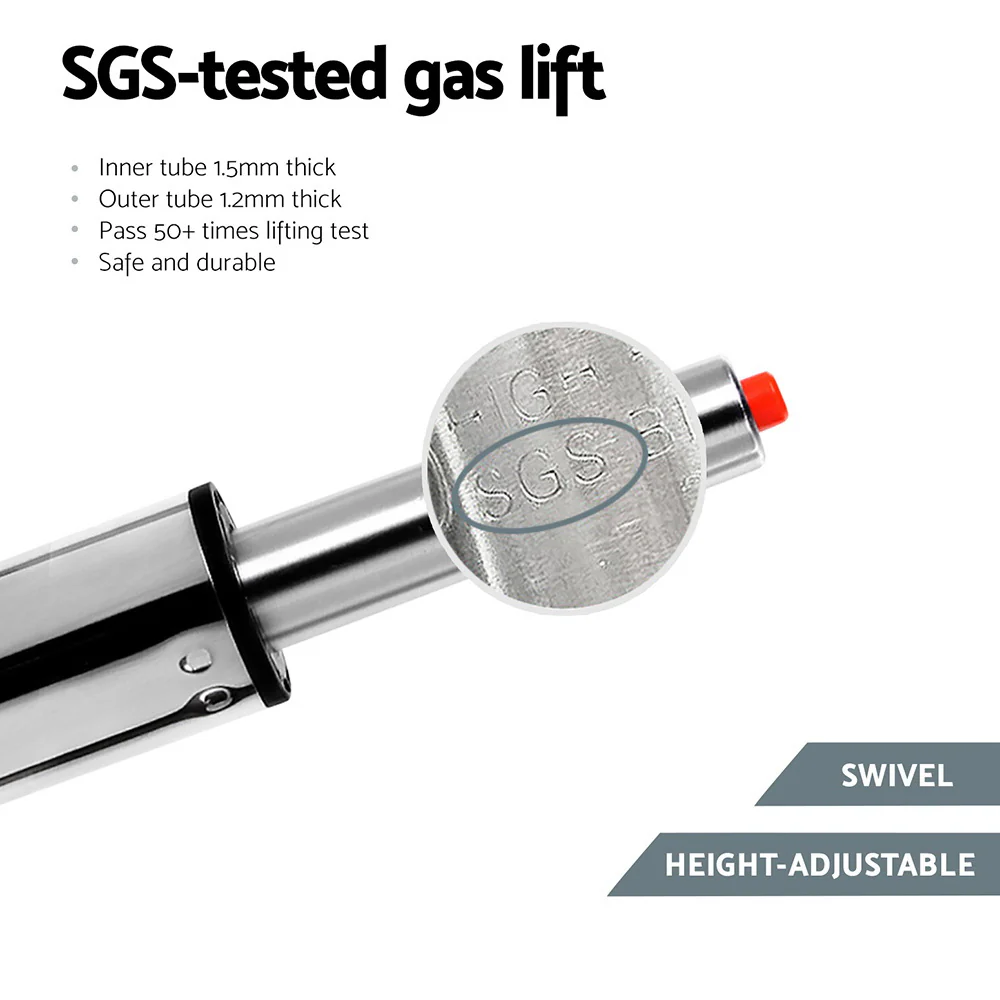 Artiss 2x Leather Bar Stools Swivel Adjustable Gas Lift PU Counter Chairs Black - Image 6