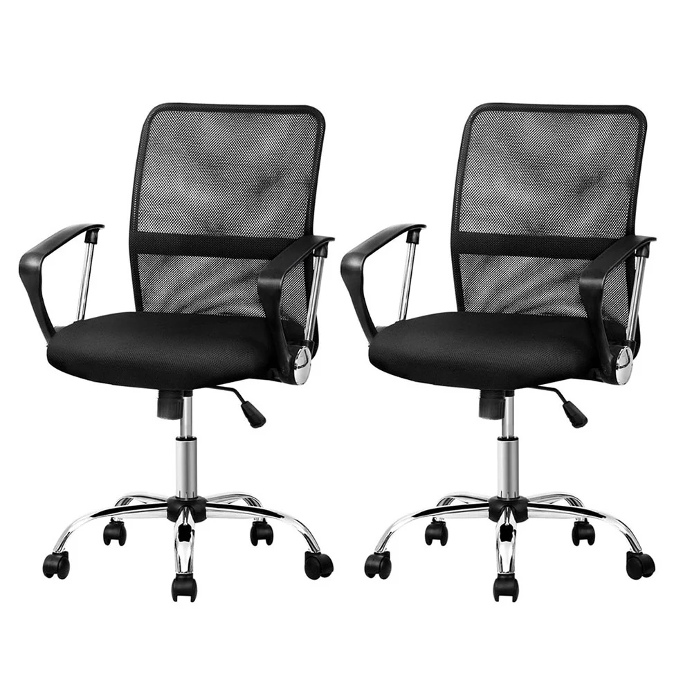Artiss 2x Mesh Office Chair Computer Desk Chairs Home Office Mid Back Black