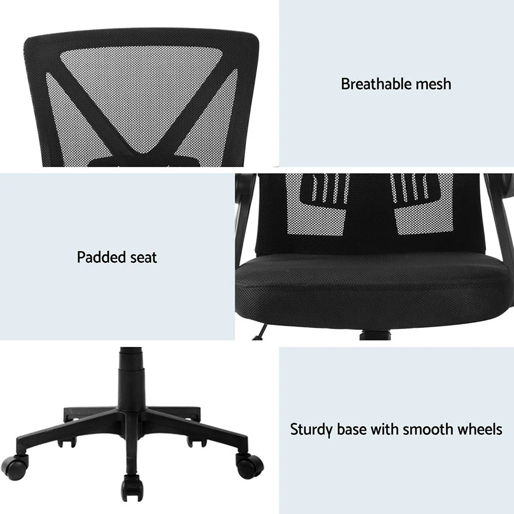 Artiss 2x Mesh Office Chair Mid Back Black - Image 7