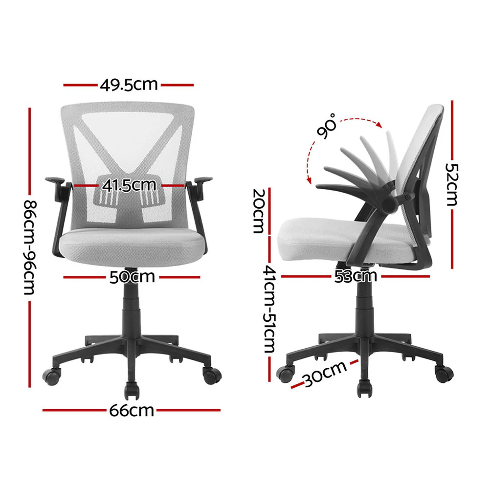Artiss 2x Mesh Office Chair Mid Back Grey - Image 3