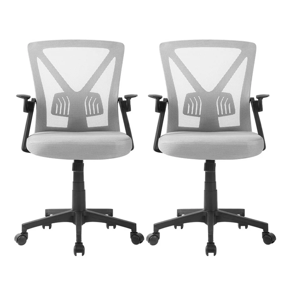 Artiss 2x Mesh Office Chair Mid Back Grey - Image 4