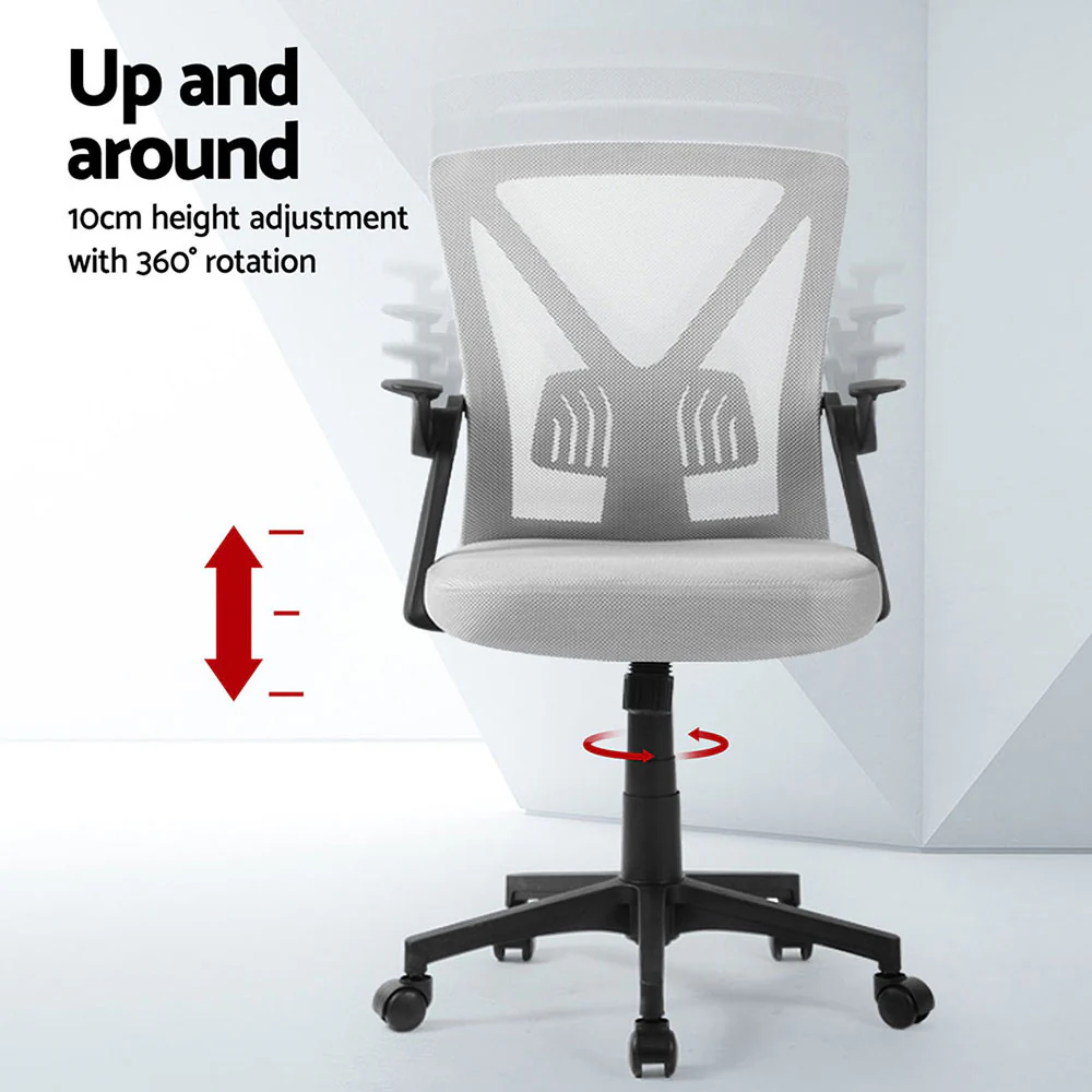 Artiss 2x Mesh Office Chair Mid Back Grey - Image 5