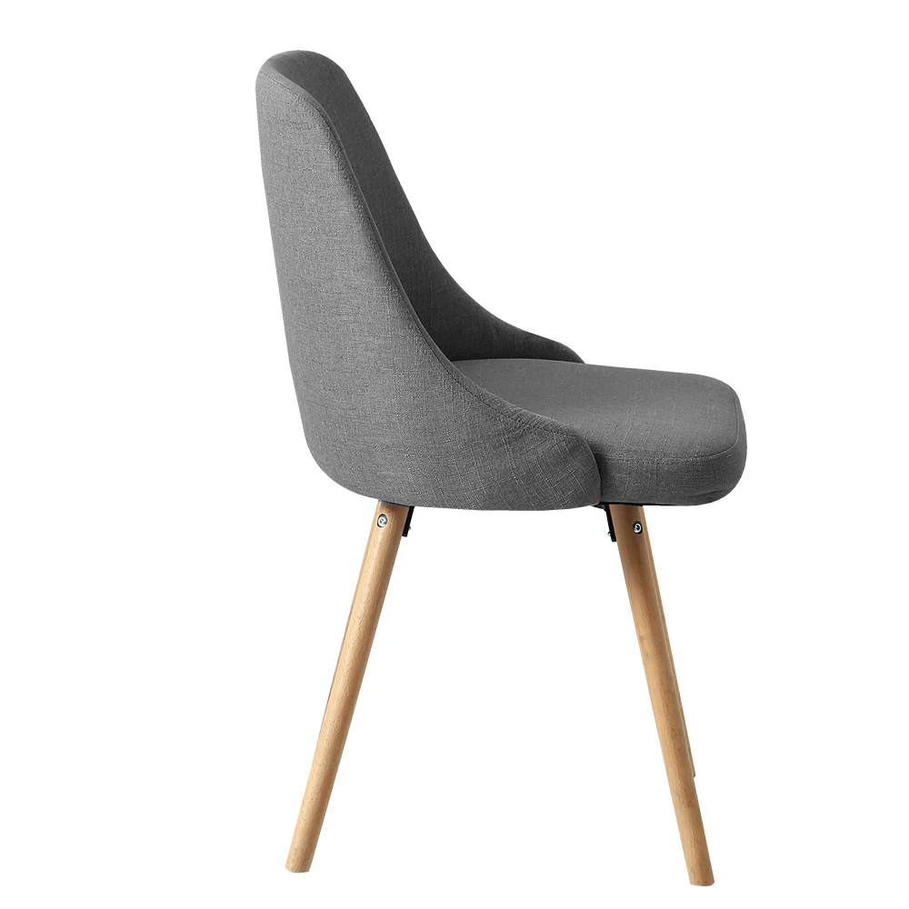 Artiss Dining Chairs Set of 2 Fabric Wooden Grey - Image 5