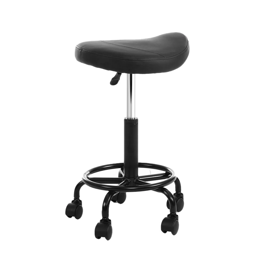Artiss 2x Salon Stool Saddle Swivel Chair - Image 3