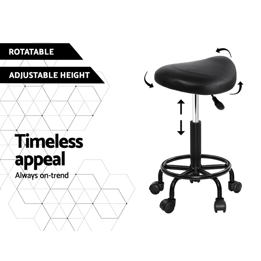 Artiss 2x Salon Stool Saddle Swivel Chair - Image 5