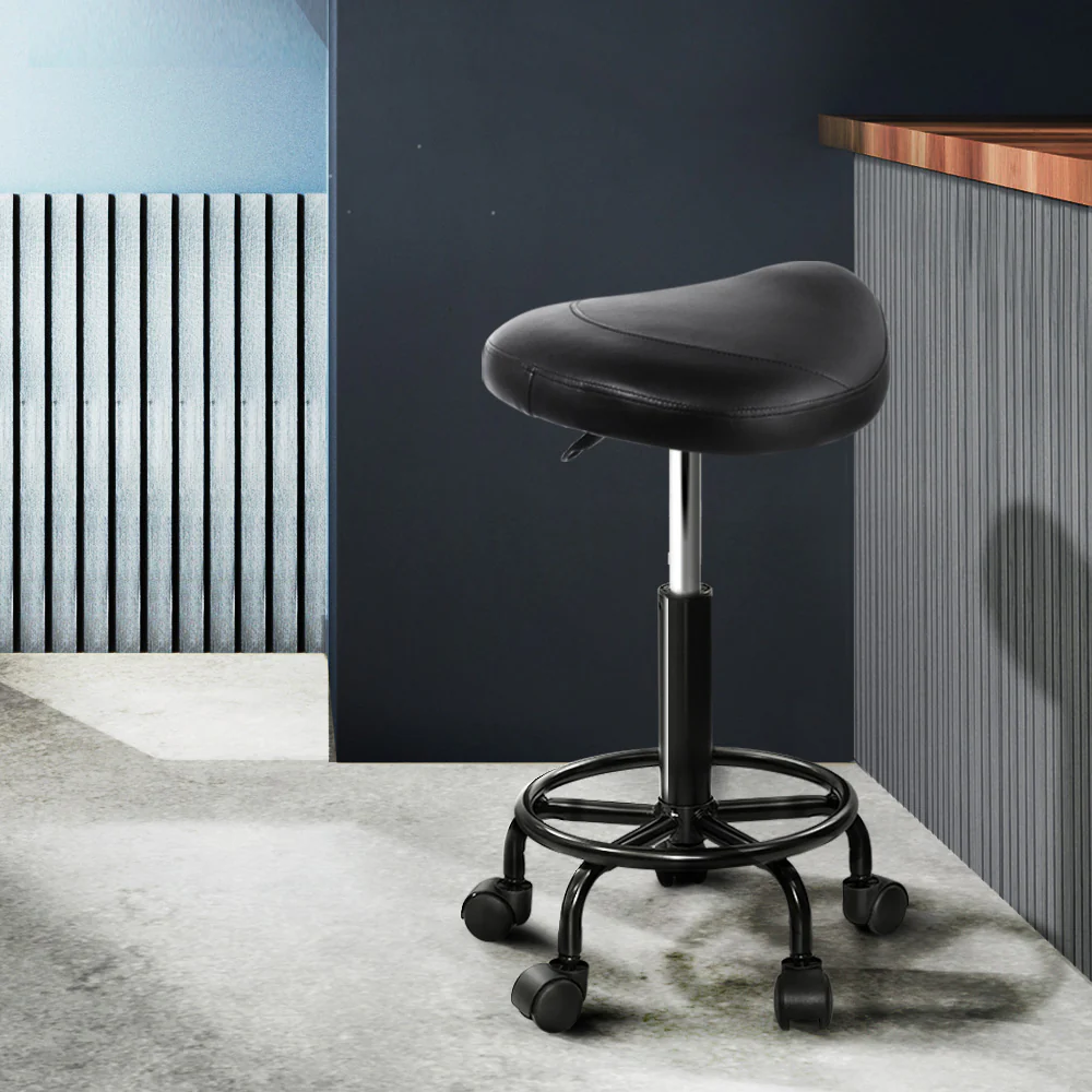 Artiss 2x Salon Stool Saddle Swivel Chair - Image 8