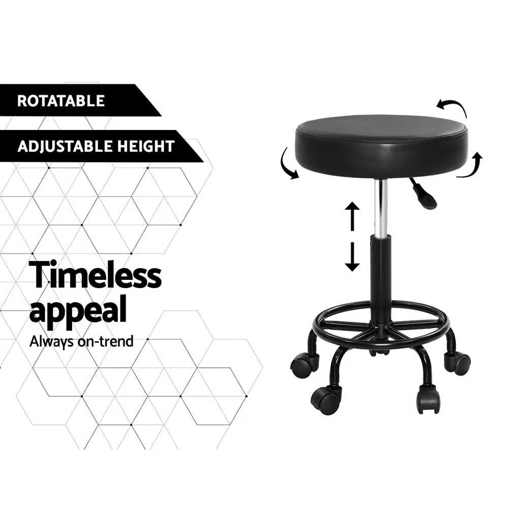 Artiss 2x Salon Stool Round Swivel Chair - Image 5