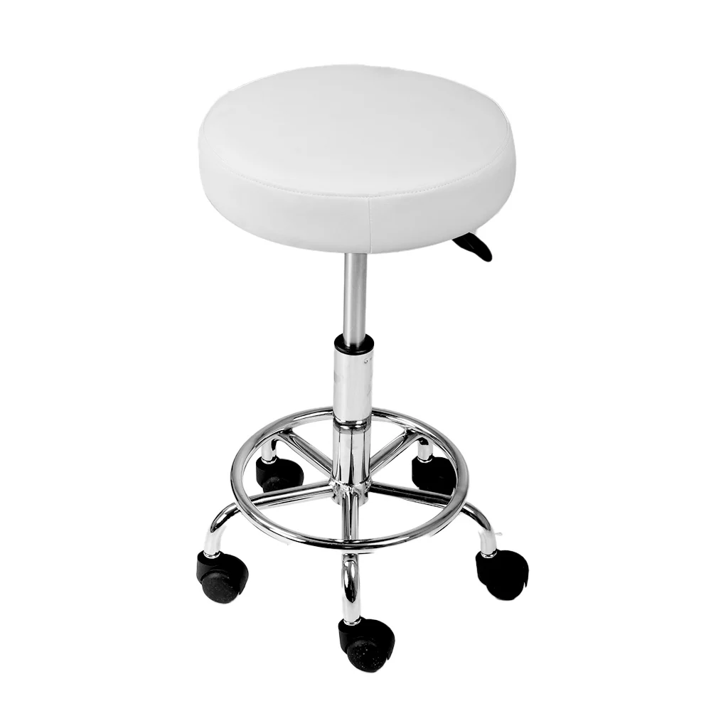 Artiss 2x Salon Stool Round Swivel Chair White - Image 3