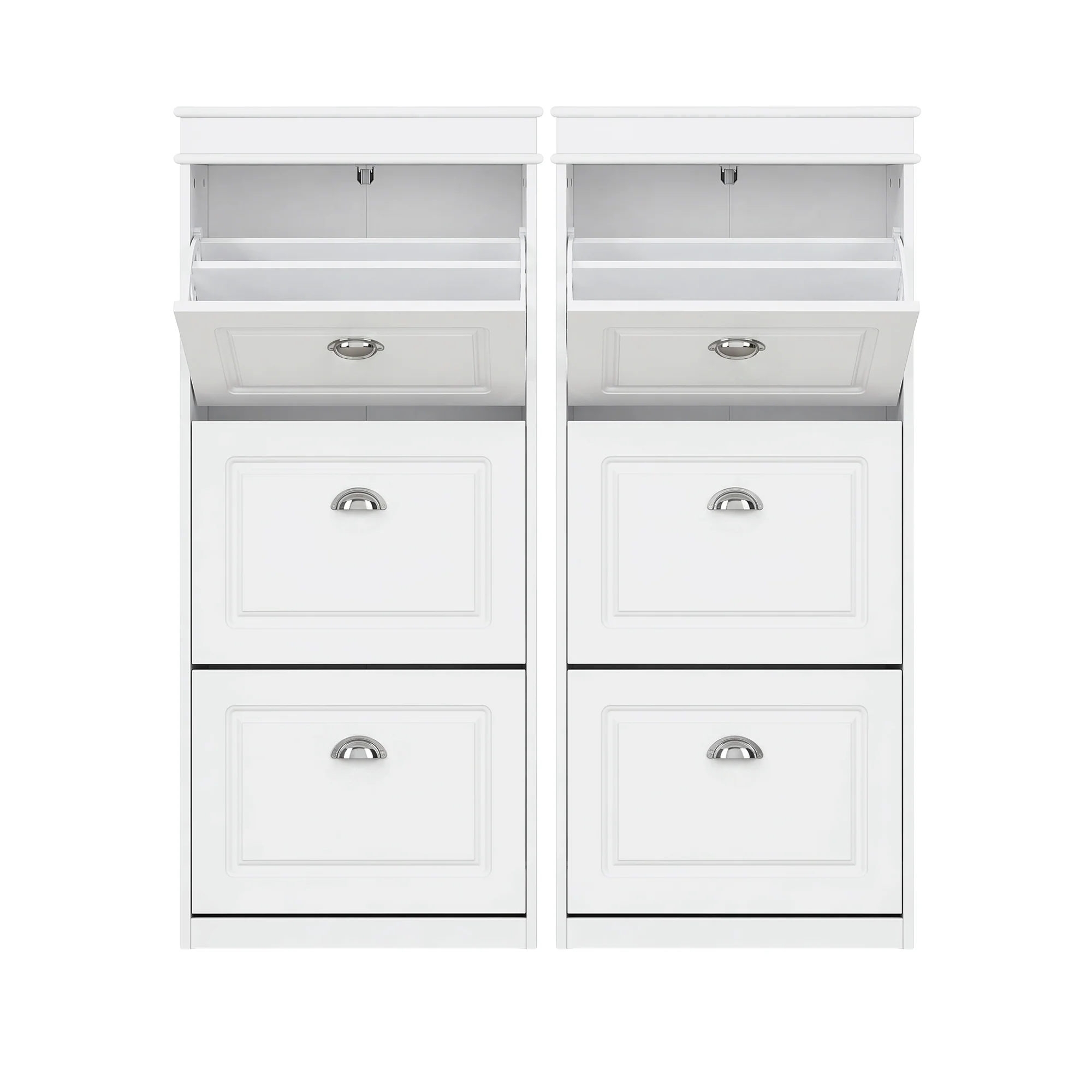 Artiss 2x Shoe Cabinet Storage Organiser 3 Flip Drawer White - Image 2