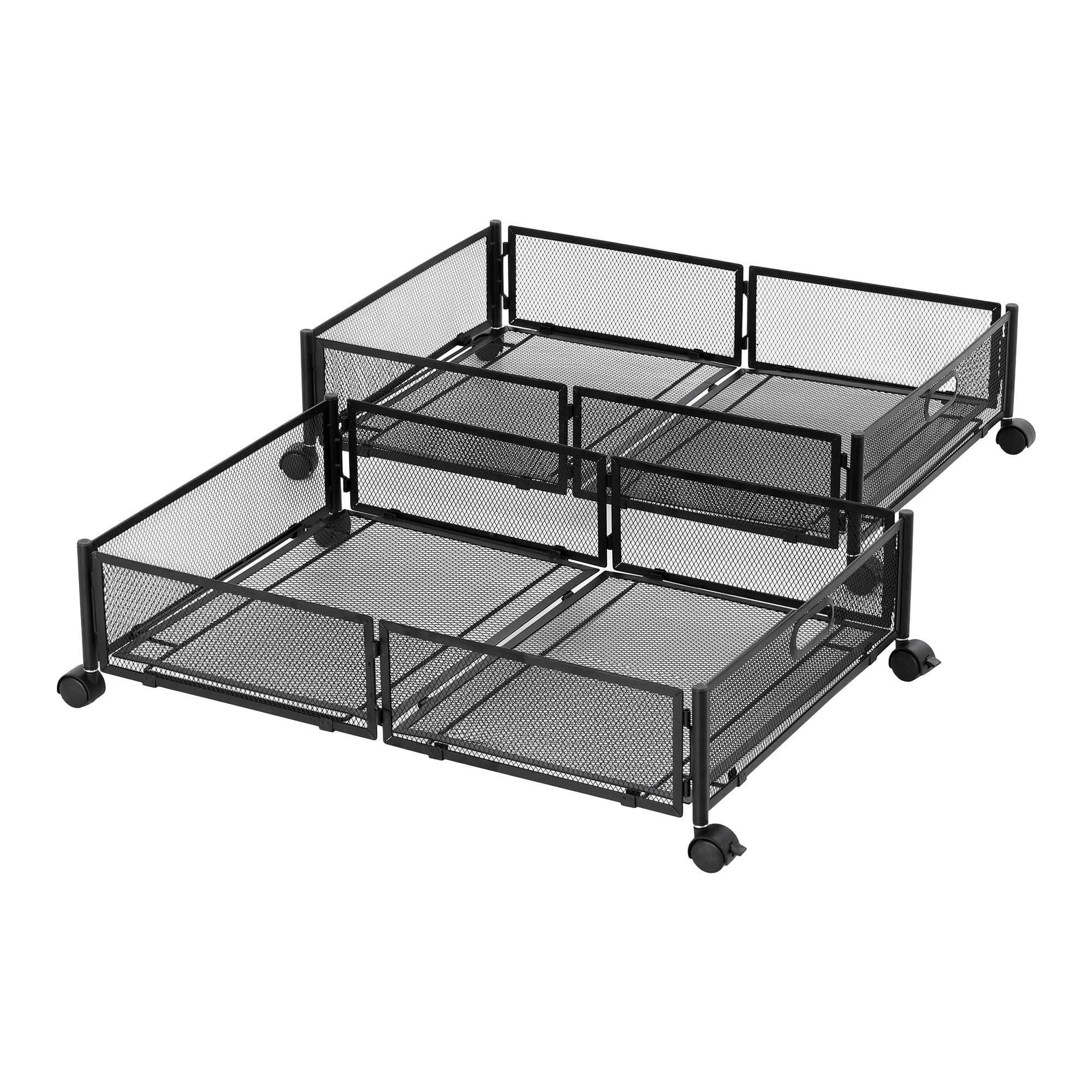 Artiss 2X Under Bed Storage Containers Metal Boxes Quilt Organiser with Wheels - Image 2