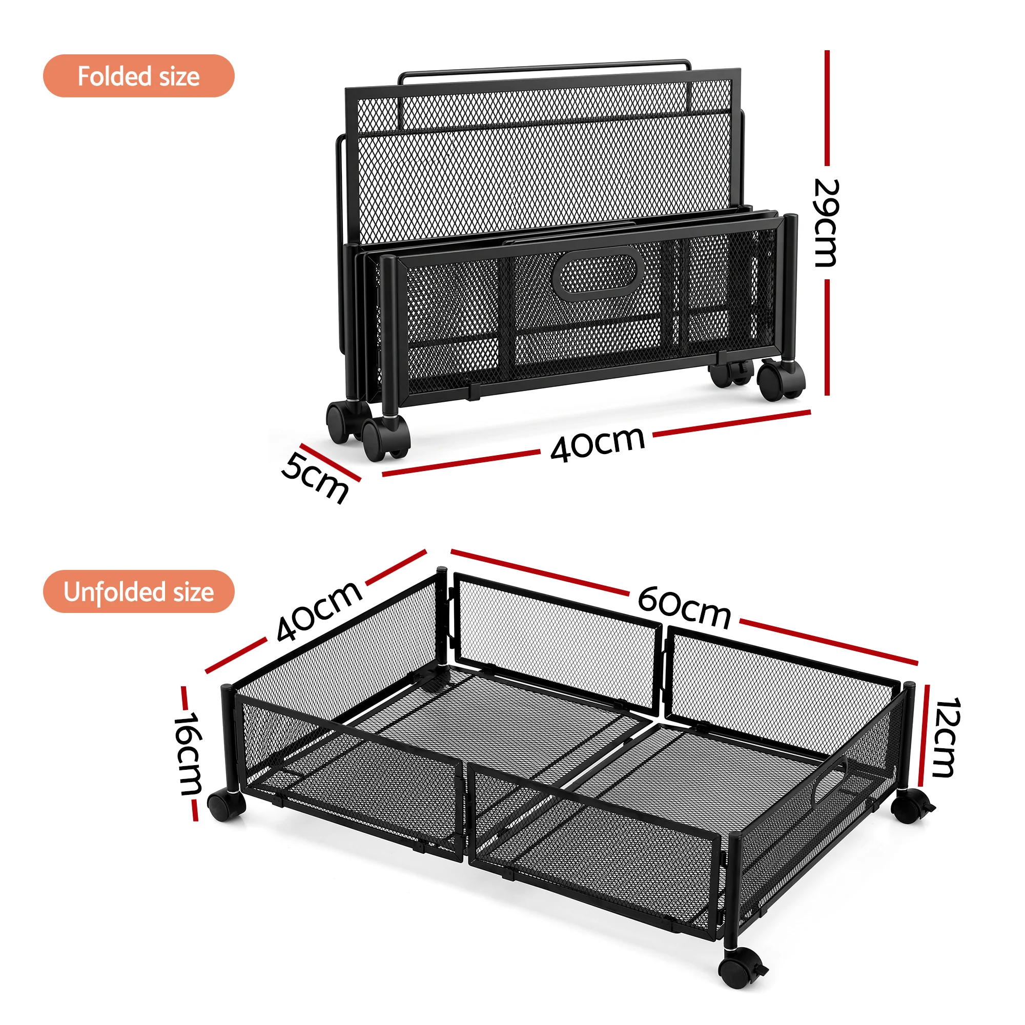 Artiss 2X Under Bed Storage Containers Metal Boxes Quilt Organiser with Wheels - Image 3