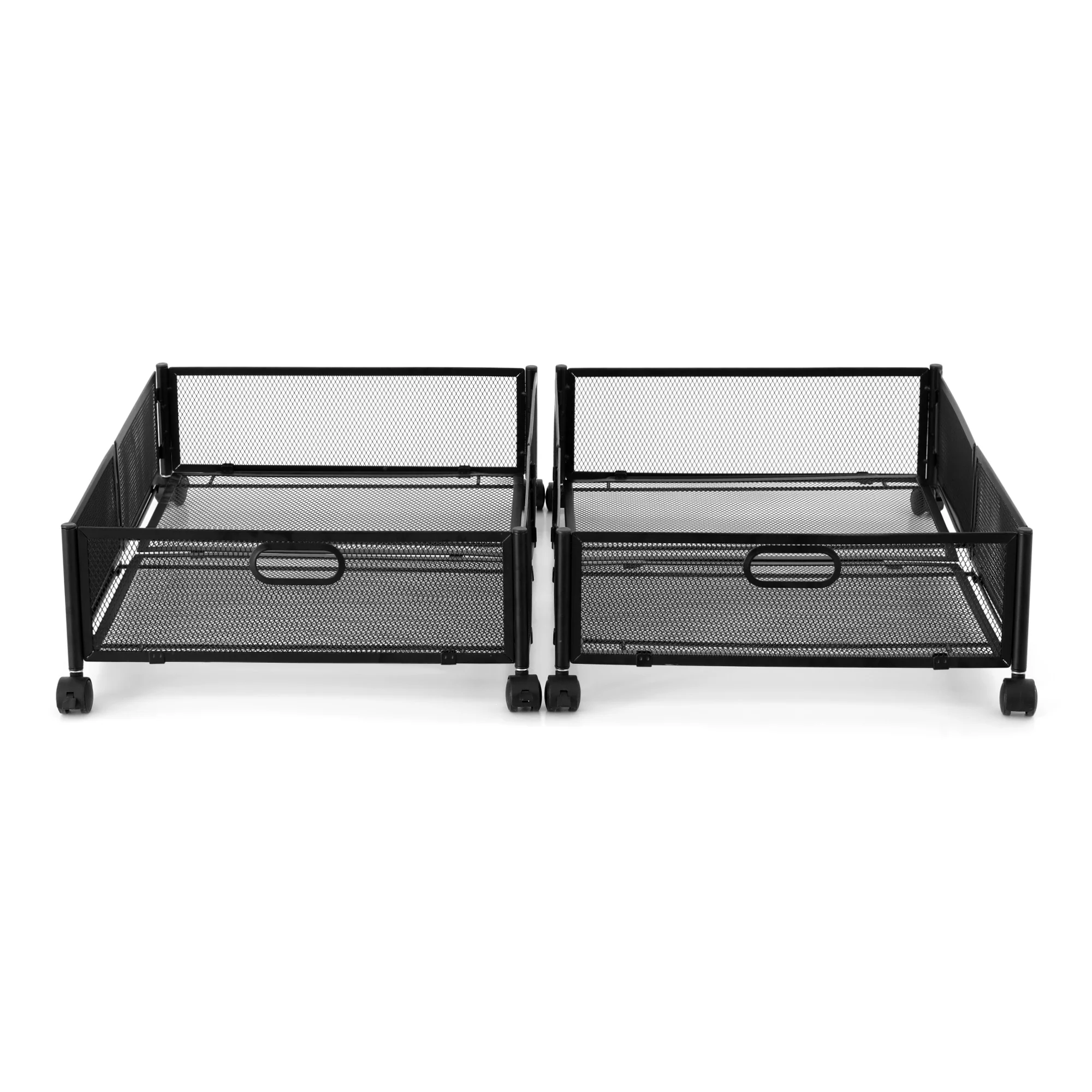 Artiss 2X Under Bed Storage Containers Metal Boxes Quilt Organiser with Wheels - Image 4