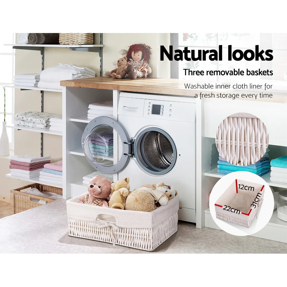 Artiss 2 Chest of Drawers with 3 Baskets - ELIOT - Image 6