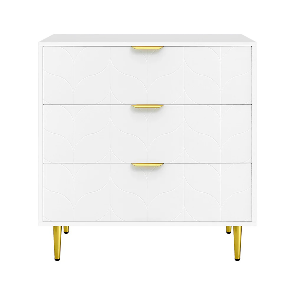 Artiss 3 Chest of Drawers Lowboy Cabinet White - Image 4