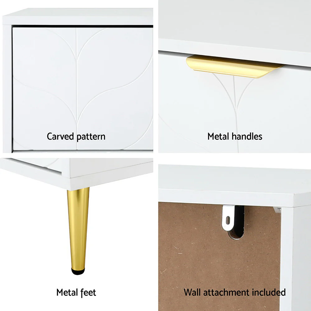 Artiss 3 Chest of Drawers Lowboy Cabinet White - Image 6