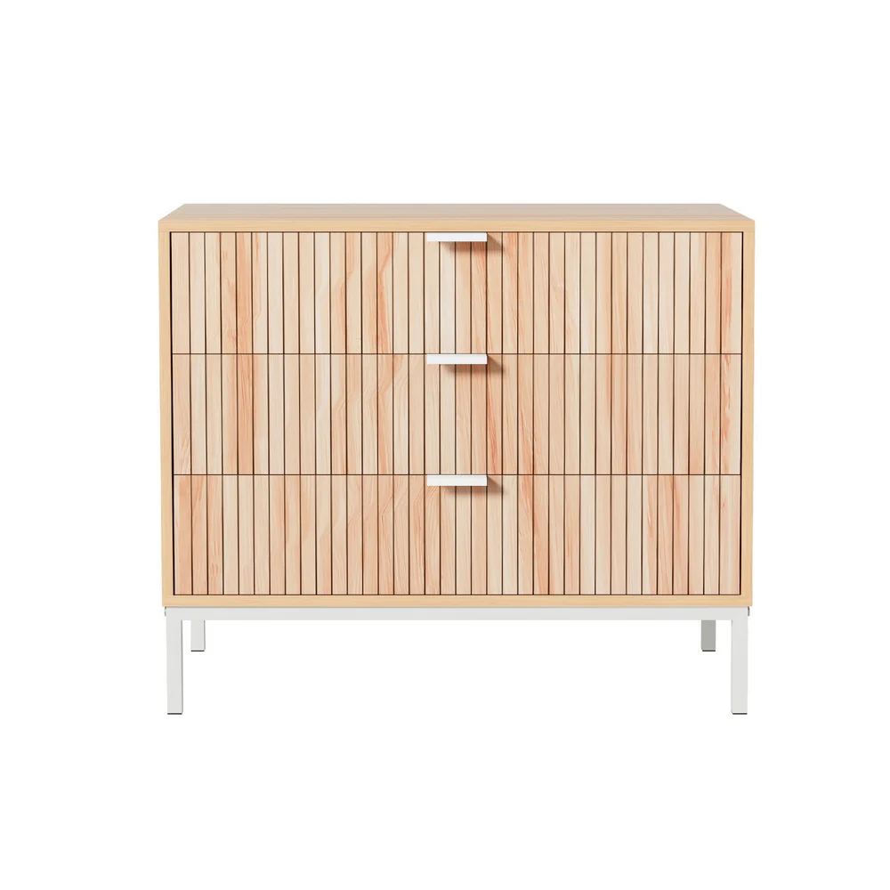 Artiss 3 Chest of Drawers  - LURA Pine - Image 4