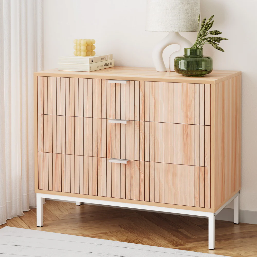 Artiss 3 Chest of Drawers  - LURA Pine - Image 8