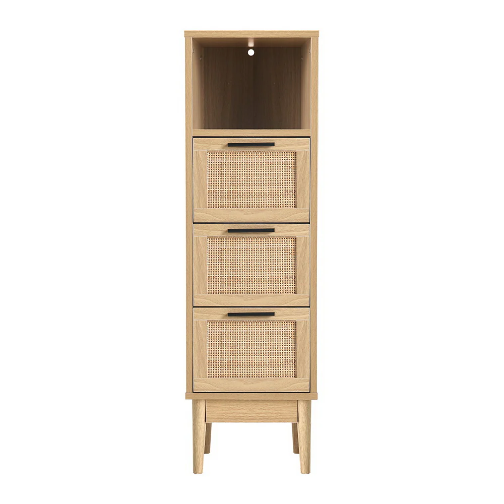 Artiss 3 Chest of Drawers with Shelf - BRIONY Oak - Image 3