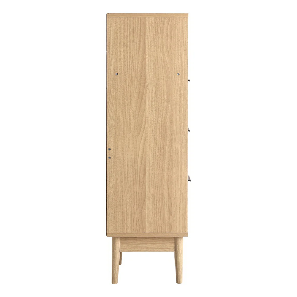 Artiss 3 Chest of Drawers with Shelf - BRIONY Oak - Image 4