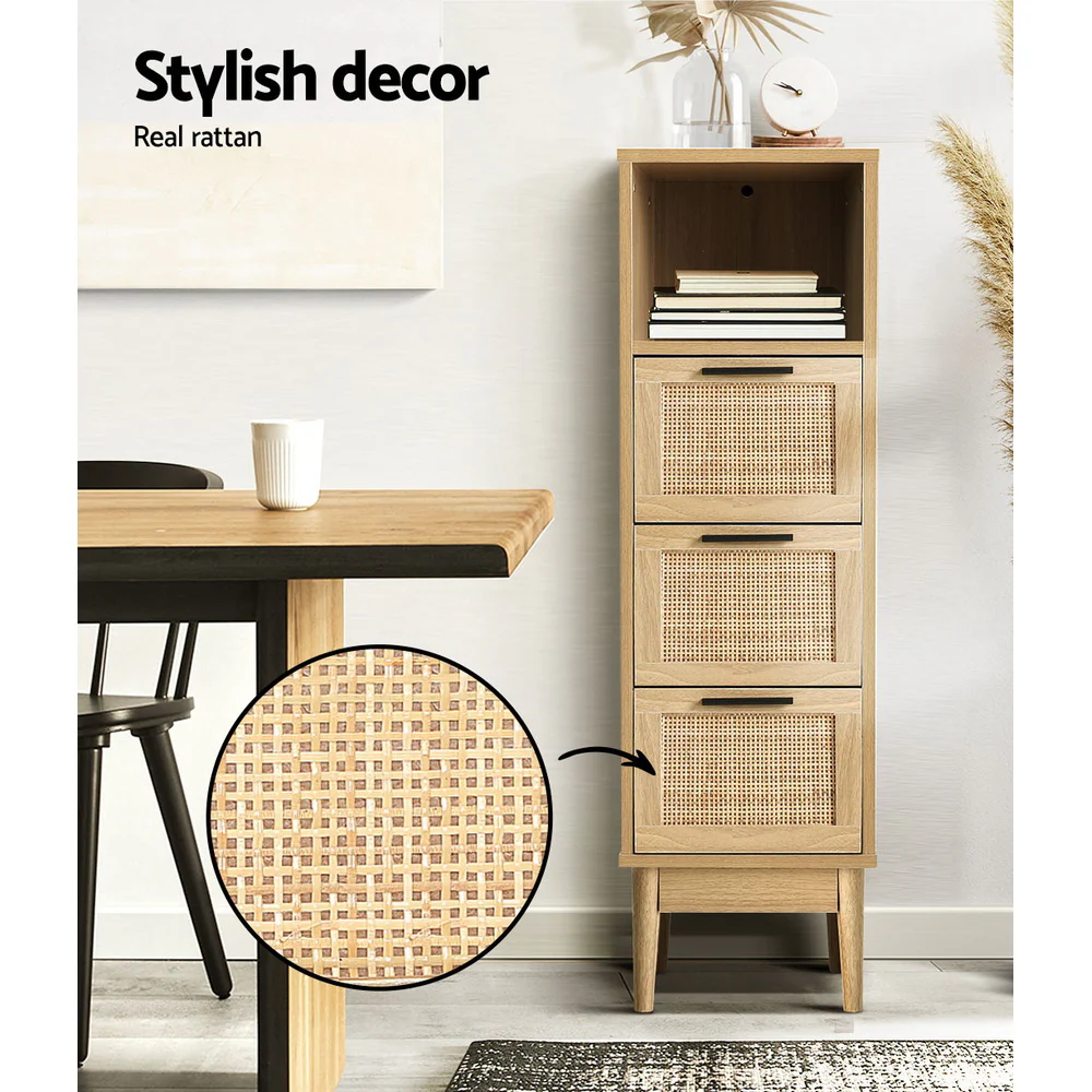 Artiss 3 Chest of Drawers with Shelf - BRIONY Oak - Image 5