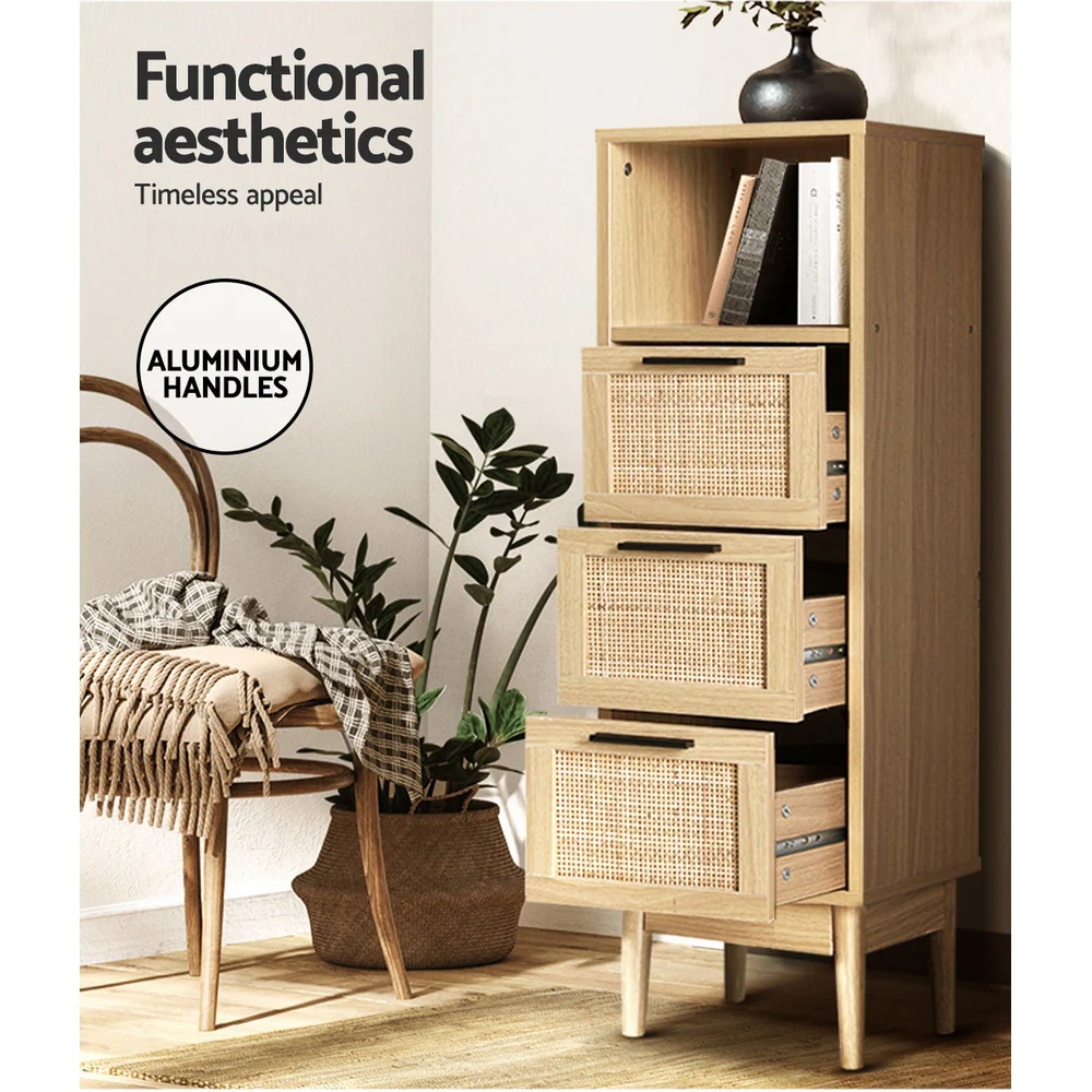Artiss 3 Chest of Drawers with Shelf - BRIONY Oak - Image 6