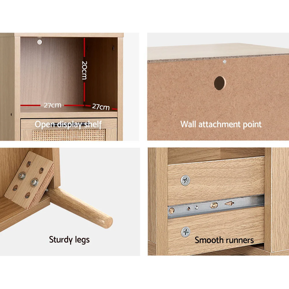 Artiss 3 Chest of Drawers with Shelf - BRIONY Oak - Image 7