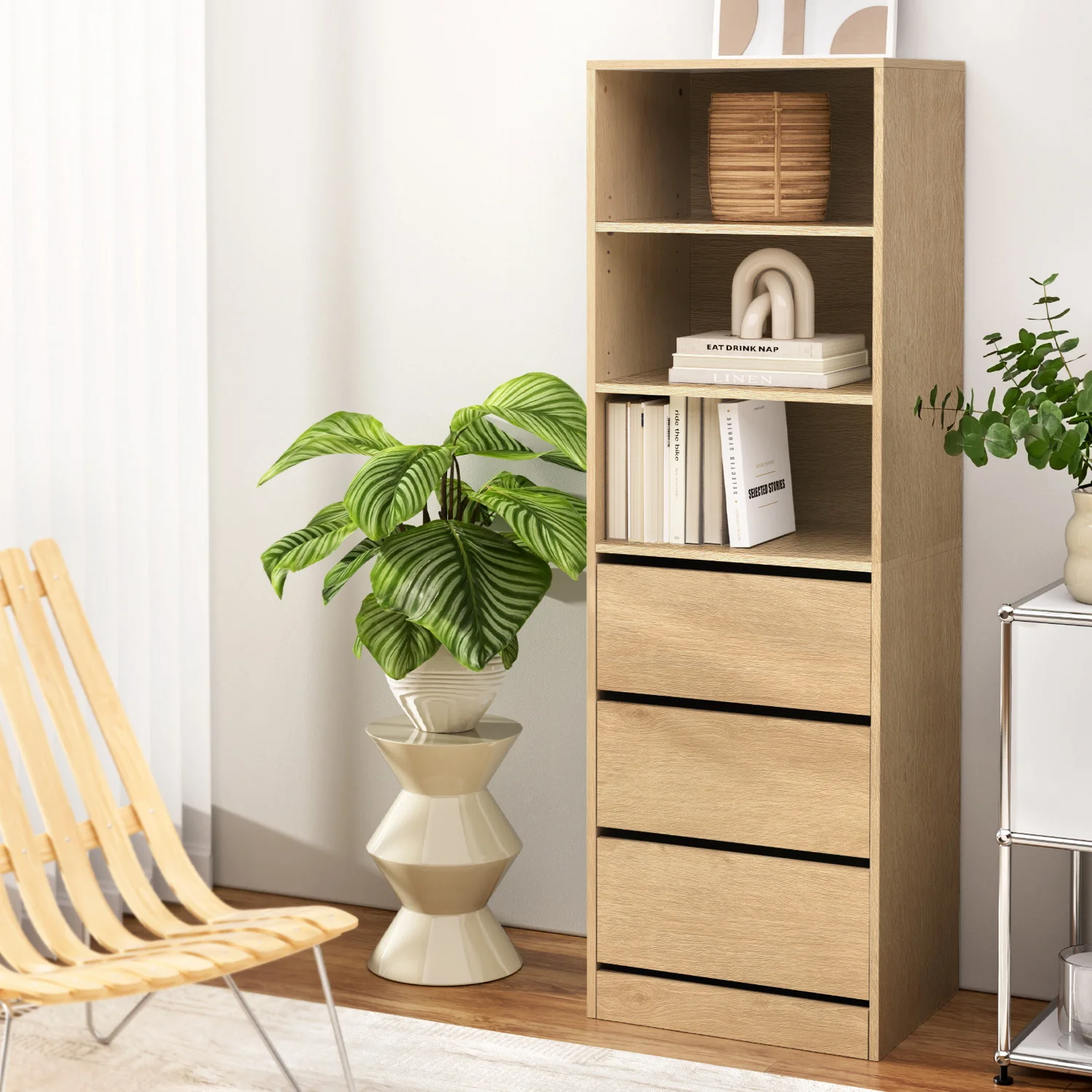 Artiss 3 Chest of Drawers Tallboy Cabinet Pine - Image 7
