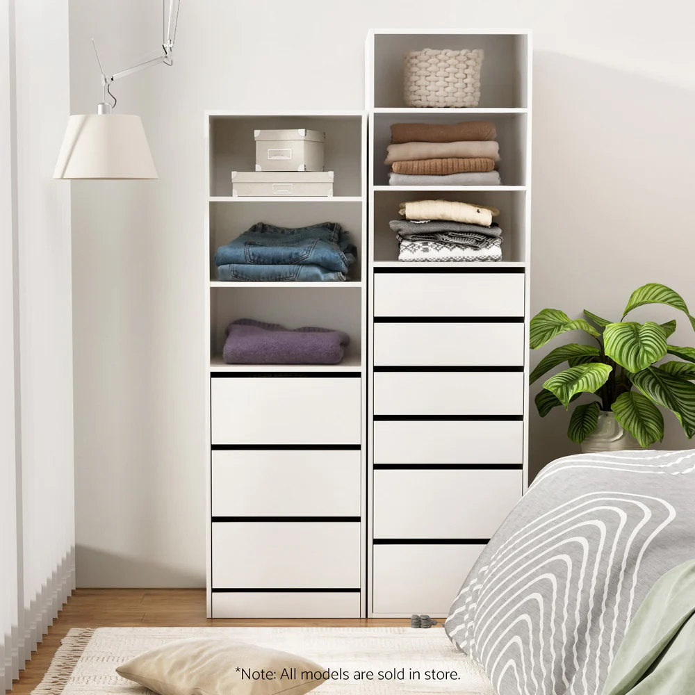 Artiss 3 Chest of Drawers Tallboy Cabinet White - Image 7