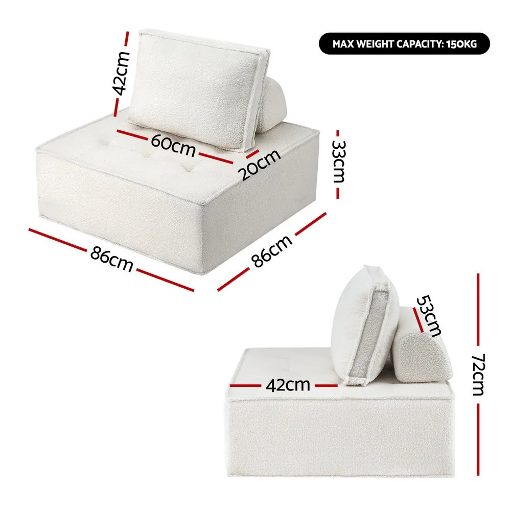 Artiss 3 Floor Sofa Lounge Chair with Pillow - Image 3