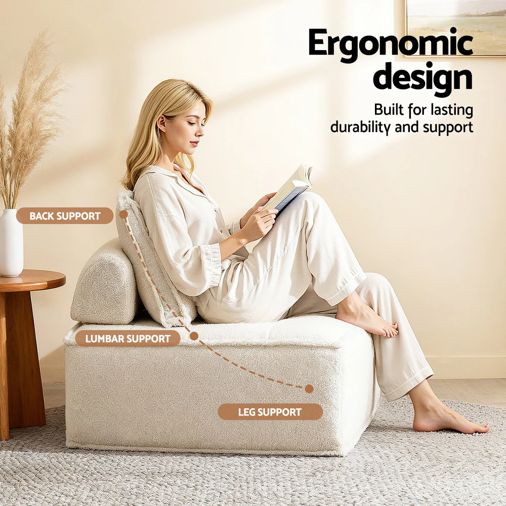 Artiss 3 Floor Sofa Lounge Chair with Pillow - Image 5