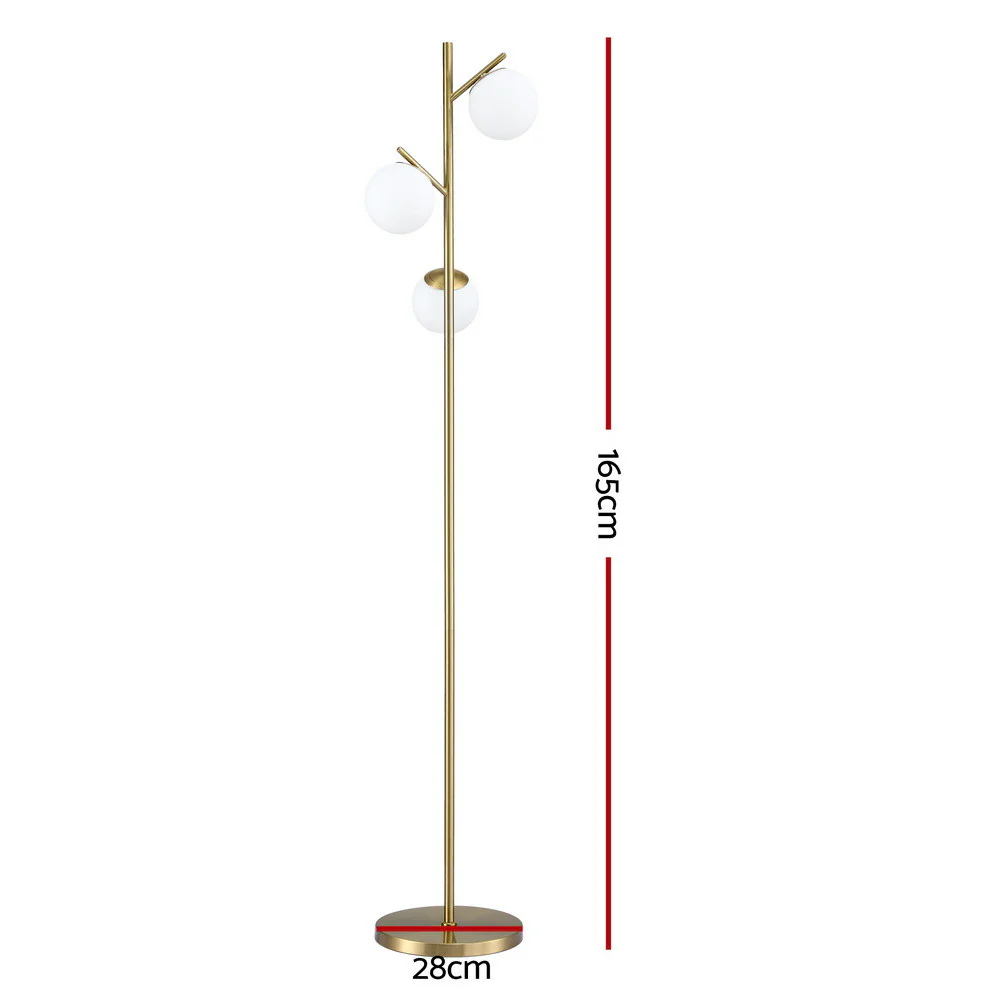 Artiss 3-Light Floor Lamp, 165CM Tall Standing Tree Lamp with Sphere Glass Shades, Modern Industrial Design with a Stable Base for Living Room, Study, or Office Corner, Bulb not included - Image 2