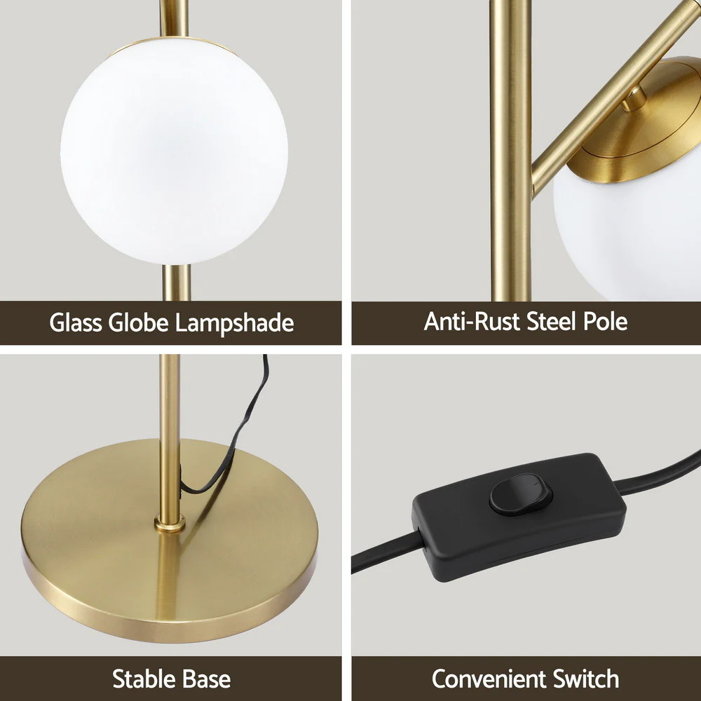 Artiss 3-Light Floor Lamp, 165CM Tall Standing Tree Lamp with Sphere Glass Shades, Modern Industrial Design with a Stable Base for Living Room, Study, or Office Corner, Bulb not included - Image 6