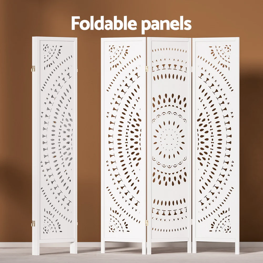 Artiss 3 Panel Room Divider Screen 132x170cm Circle White - Image 6