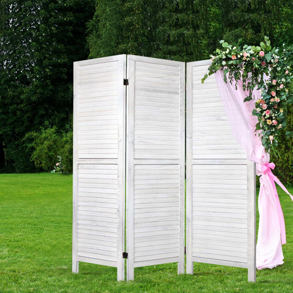 Artiss 3 Panel Room Divider Screen 120x170cm Louver White - Image 7