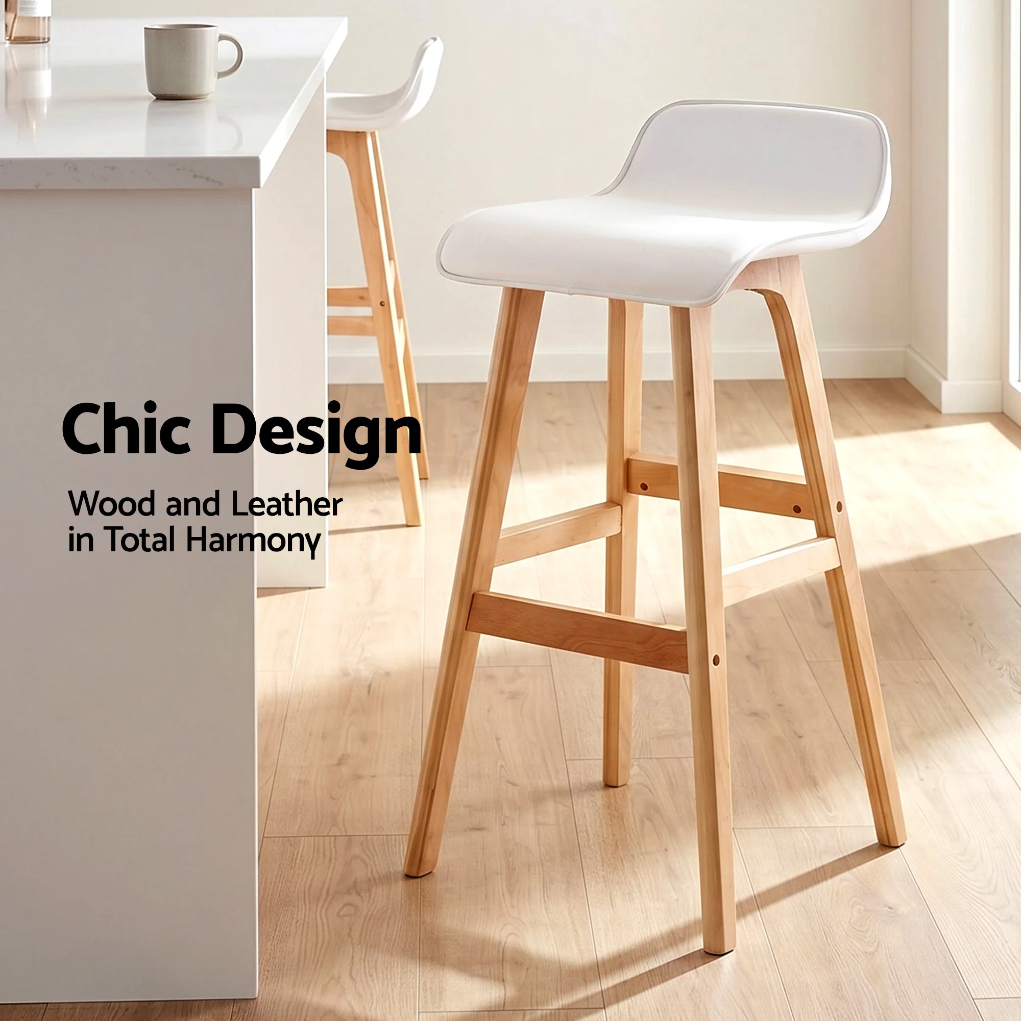 Artiss 3 Pcs Bar Table and Stools Set with Cushioned Stools Round Wooden Pub Dining Table - Image 6