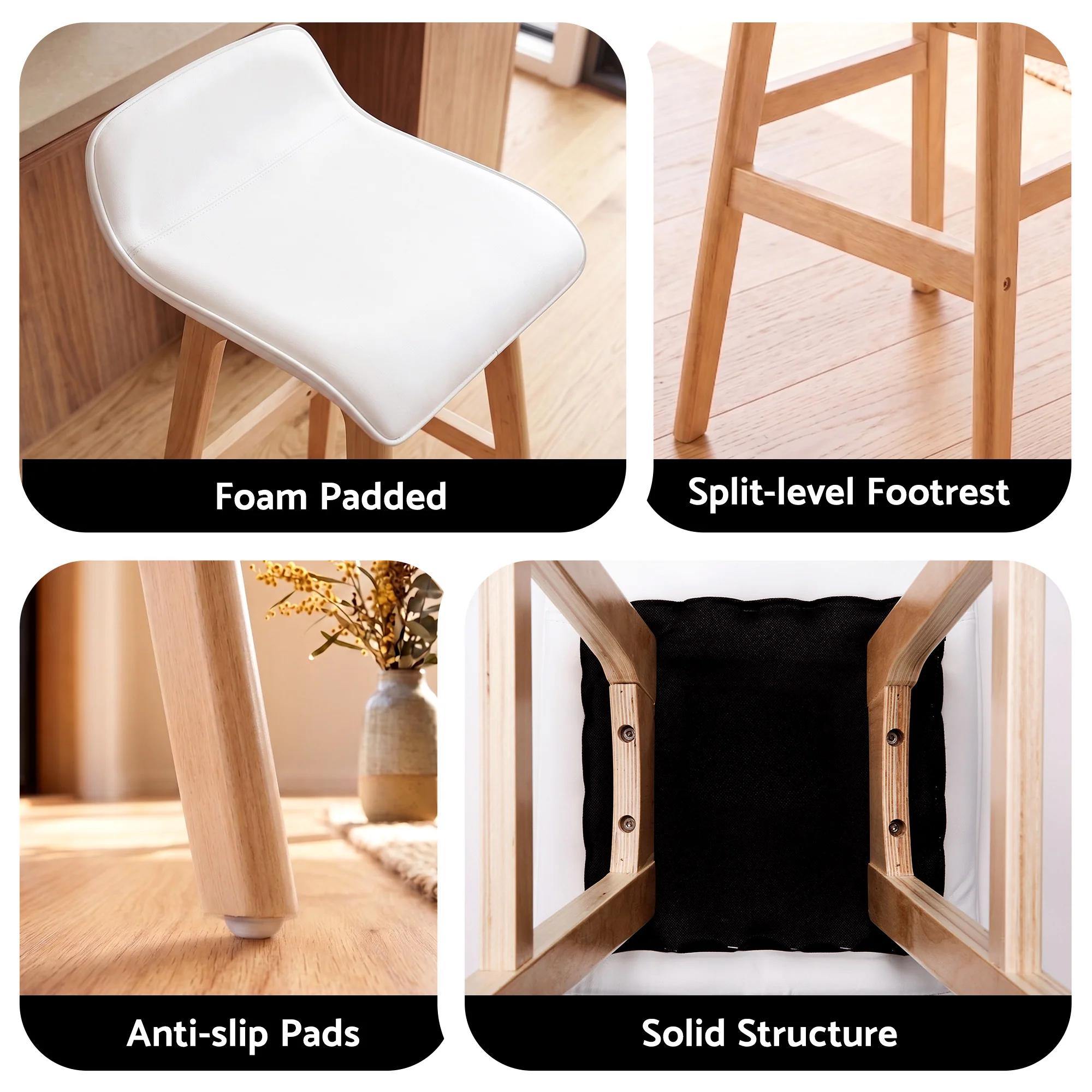 Artiss 3 Pcs Bar Table and Stools Set with Cushioned Stools Round Wooden Pub Dining Table - Image 7