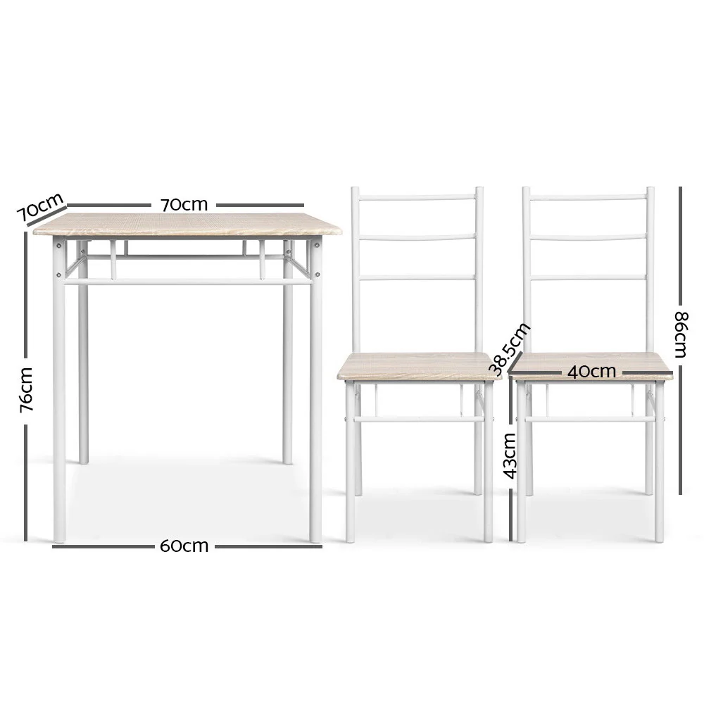 Artiss Dining Table And Chairs Set fo 3 Oak - Image 7