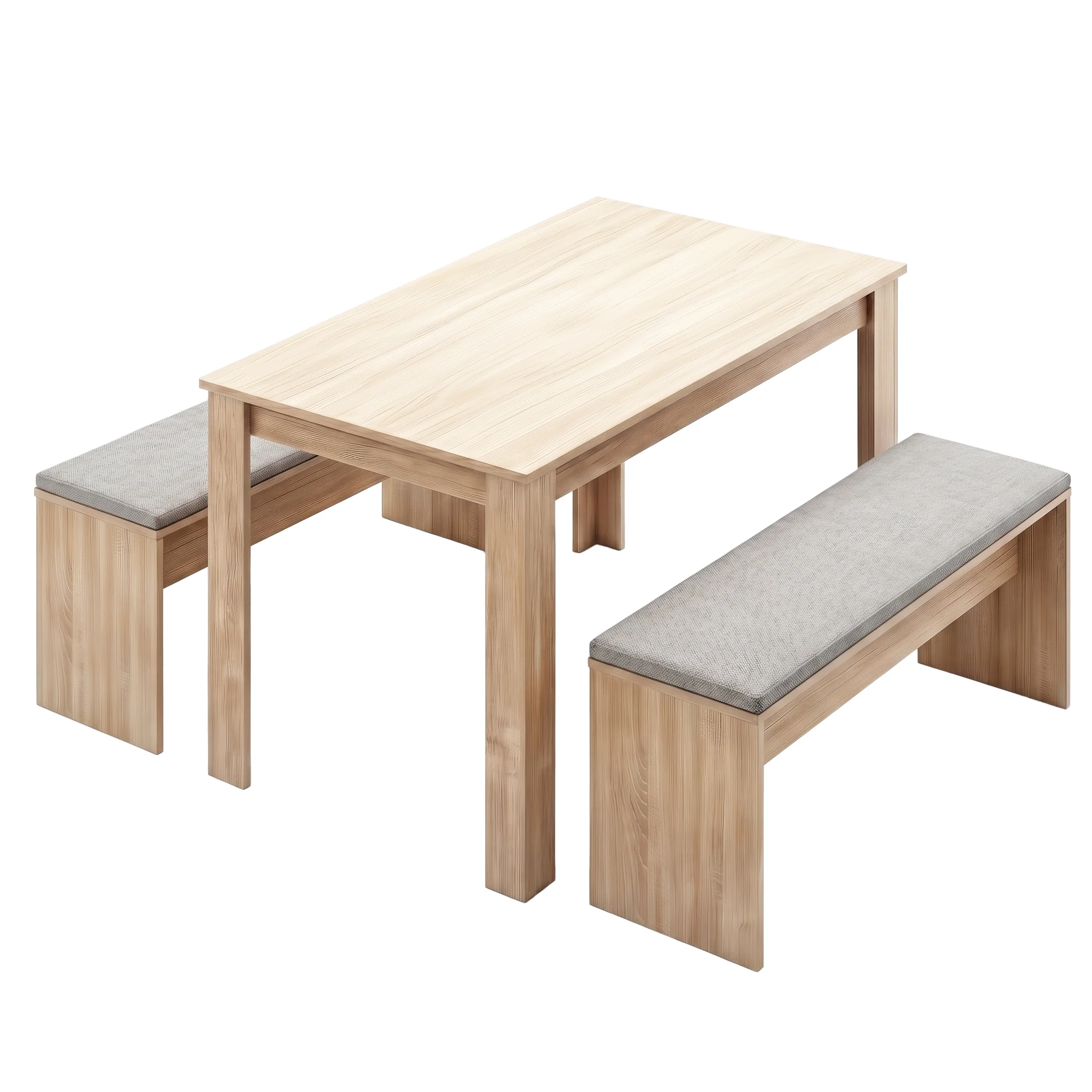 Artiss 3 Piece Dining Sets, 120cm Wooden Dining Table and 2 Upholstered Chairs Set, Space-Saving Modern Kitchen Dining Suite for Home Apartment (Oak) - Image 2
