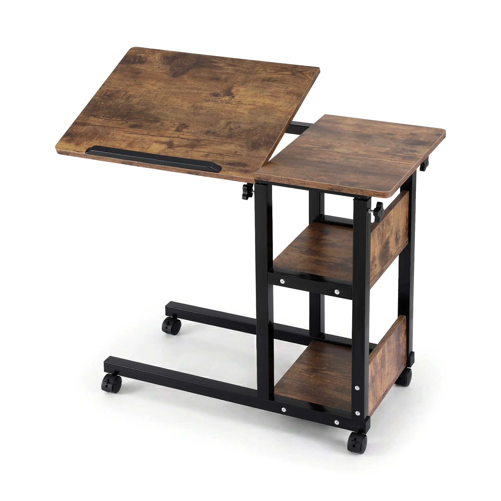 Artiss 3 Tier Adjustable Laptop Desk Tiltable Mobile Side Table Wheels - Image 2