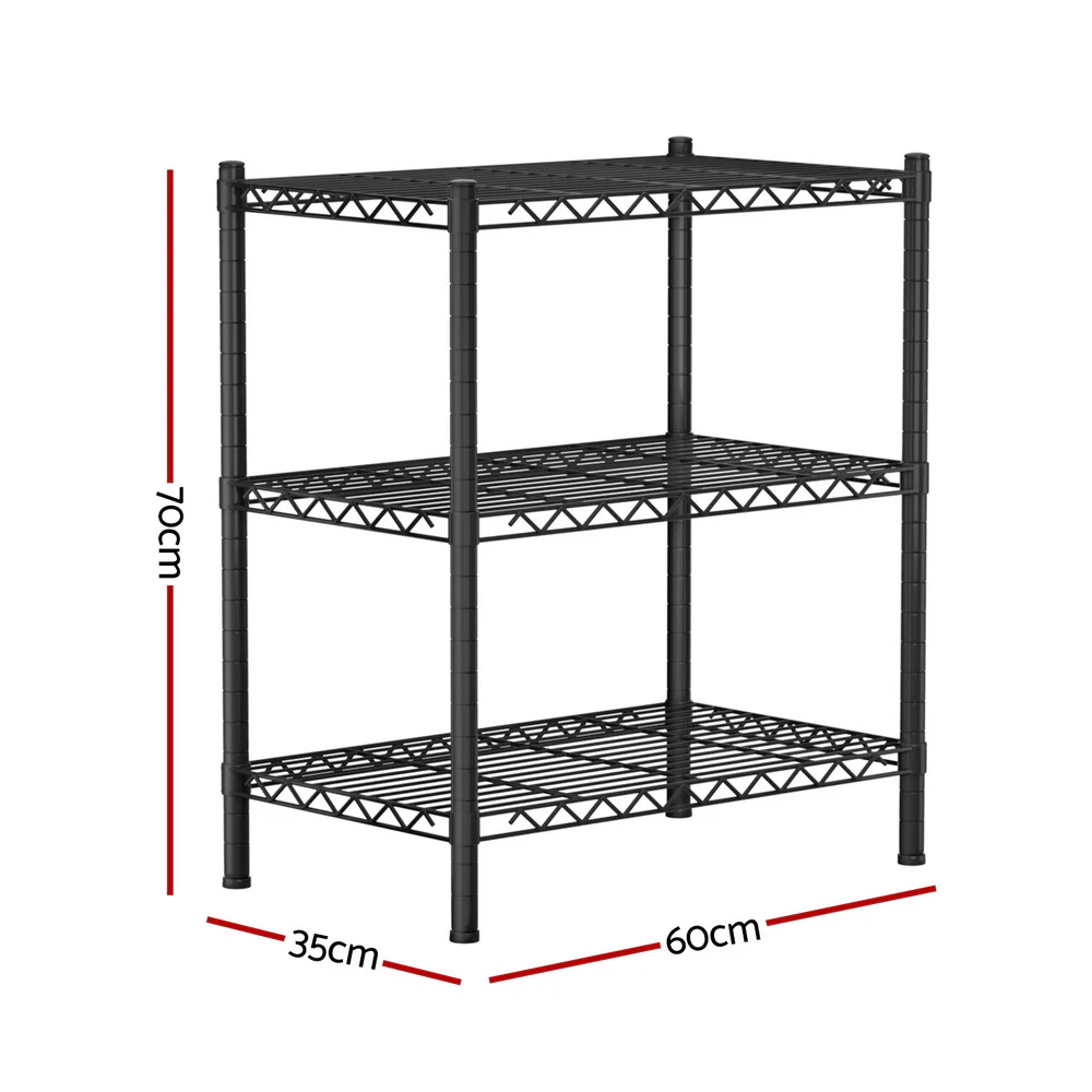 Artiss 3-Tier Shelving Unit Adjustable Garage Storage Shelves Kitchen Rack Steel - Image 2