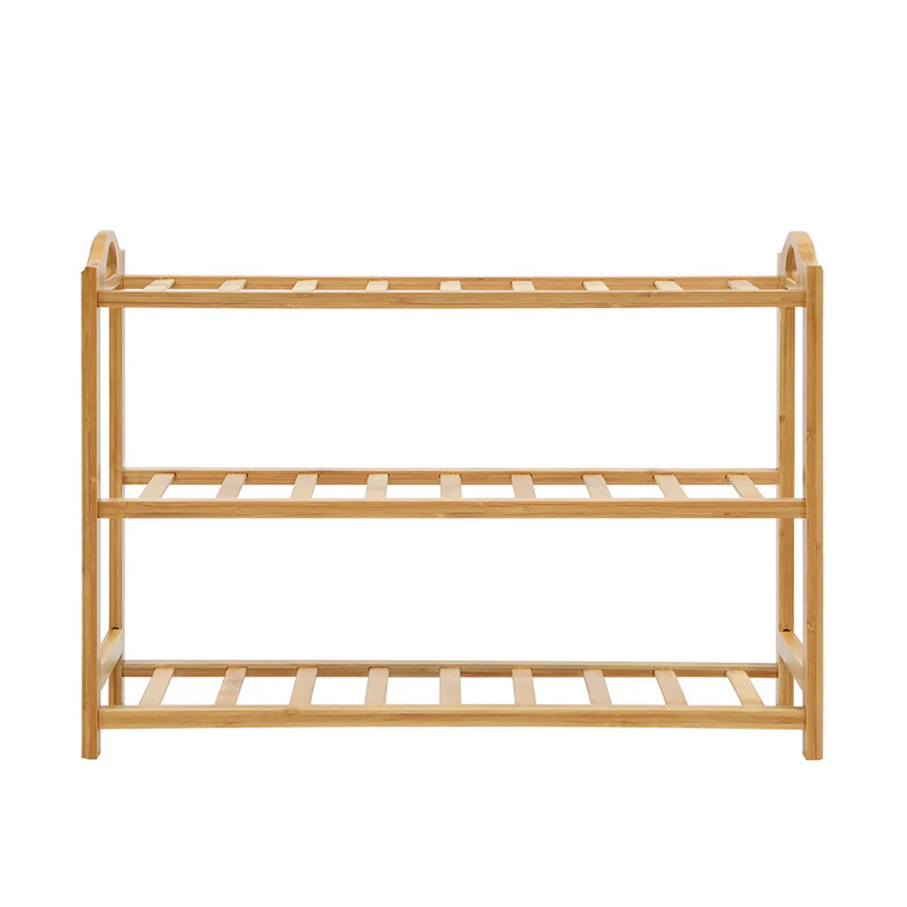 Artiss Shoe Rack Bamboo Shoe Storage 3-tier 9 Pairs - Image 3