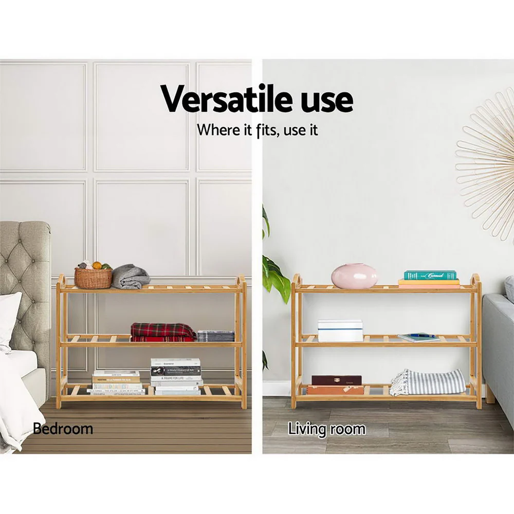 Artiss Shoe Rack Bamboo Shoe Storage 3-tier 9 Pairs - Image 7