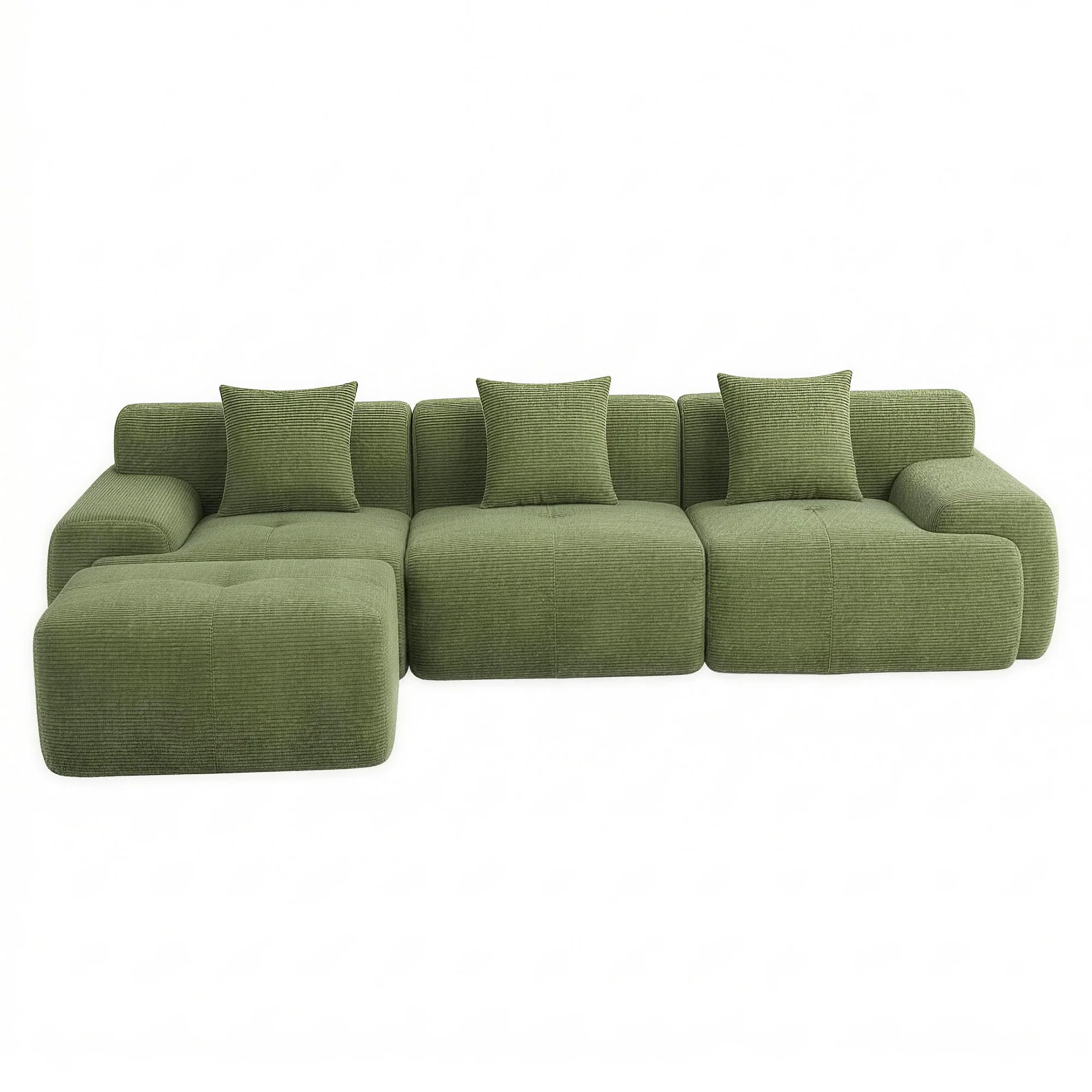 Artiss 300cm Modular Sofa Bed Comfort L-Shaped Sectional Boneless Couch Green - Image 4