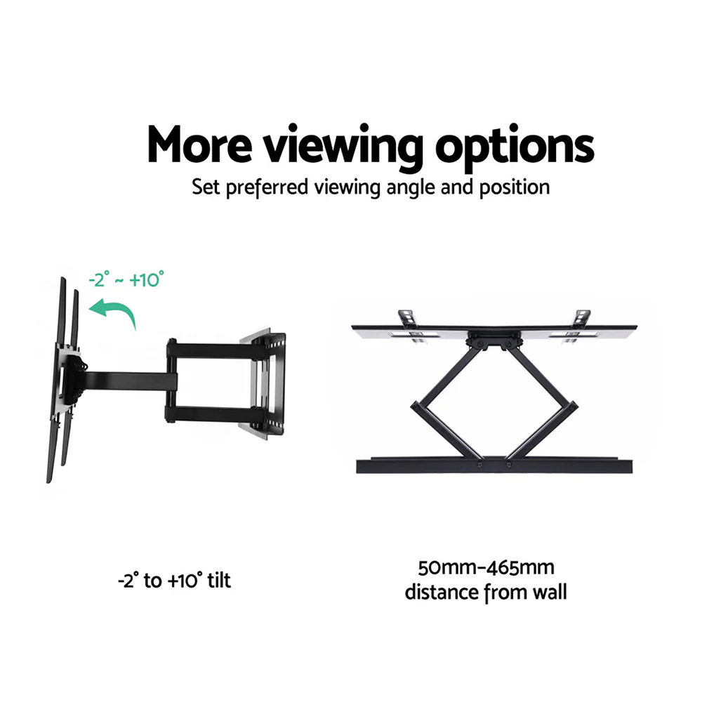 Artiss 32-70 TV Wall Mount Full Motion Dual Arm 180? Swivel Tilt - Image 3