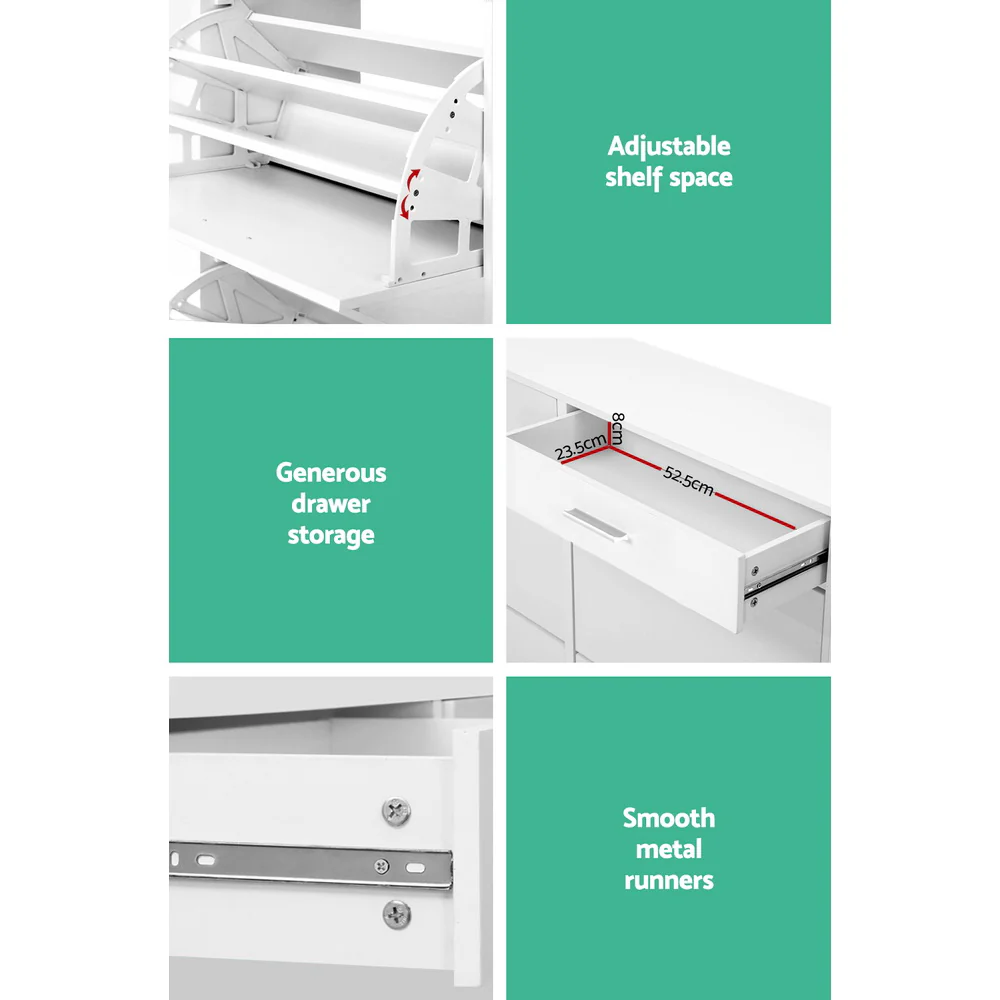 Artiss Shoe Rack Cabinet 36 Pairs Adjustable Shelves White Sara - Image 7