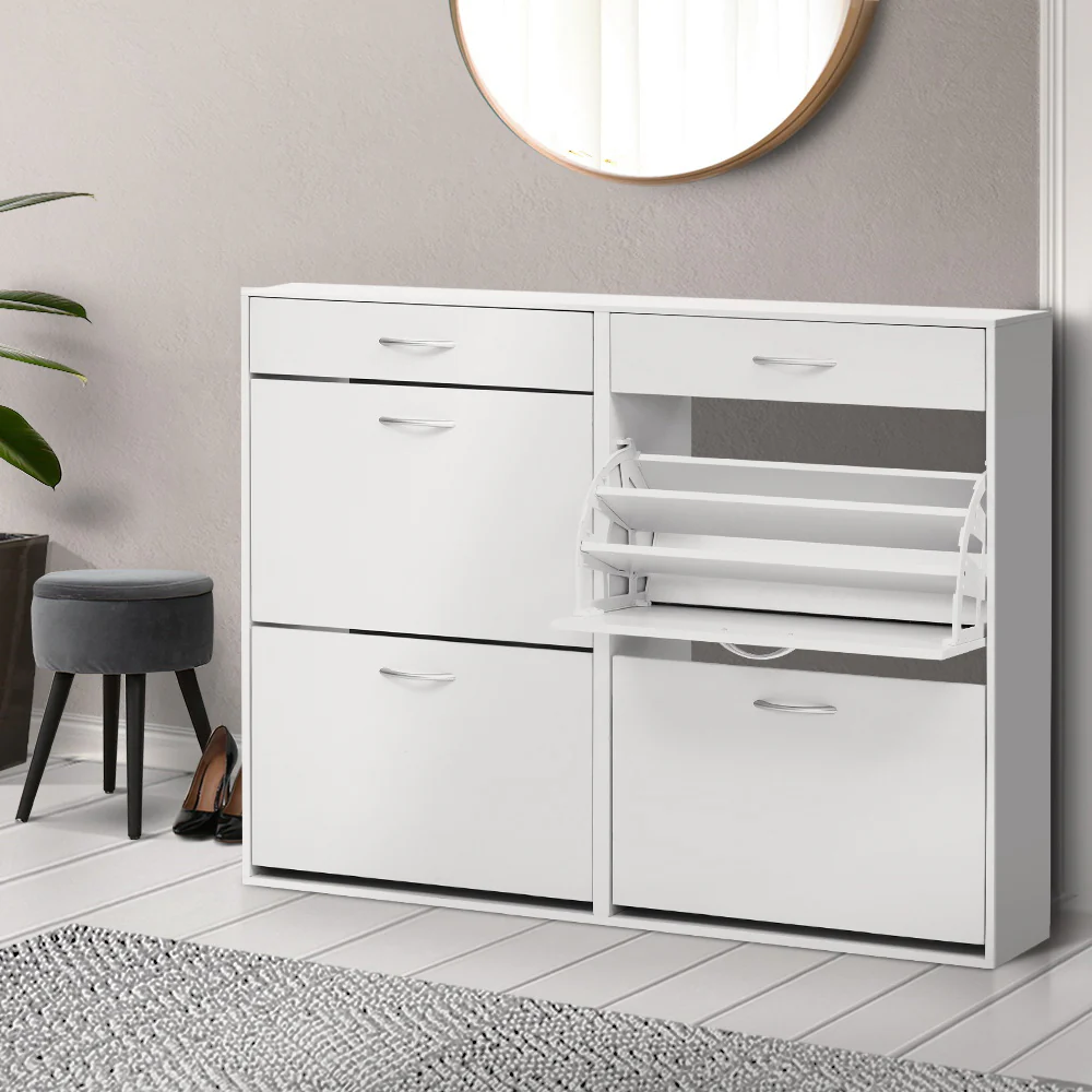 Artiss Shoe Rack Cabinet 36 Pairs Adjustable Shelves White Sara - Image 9