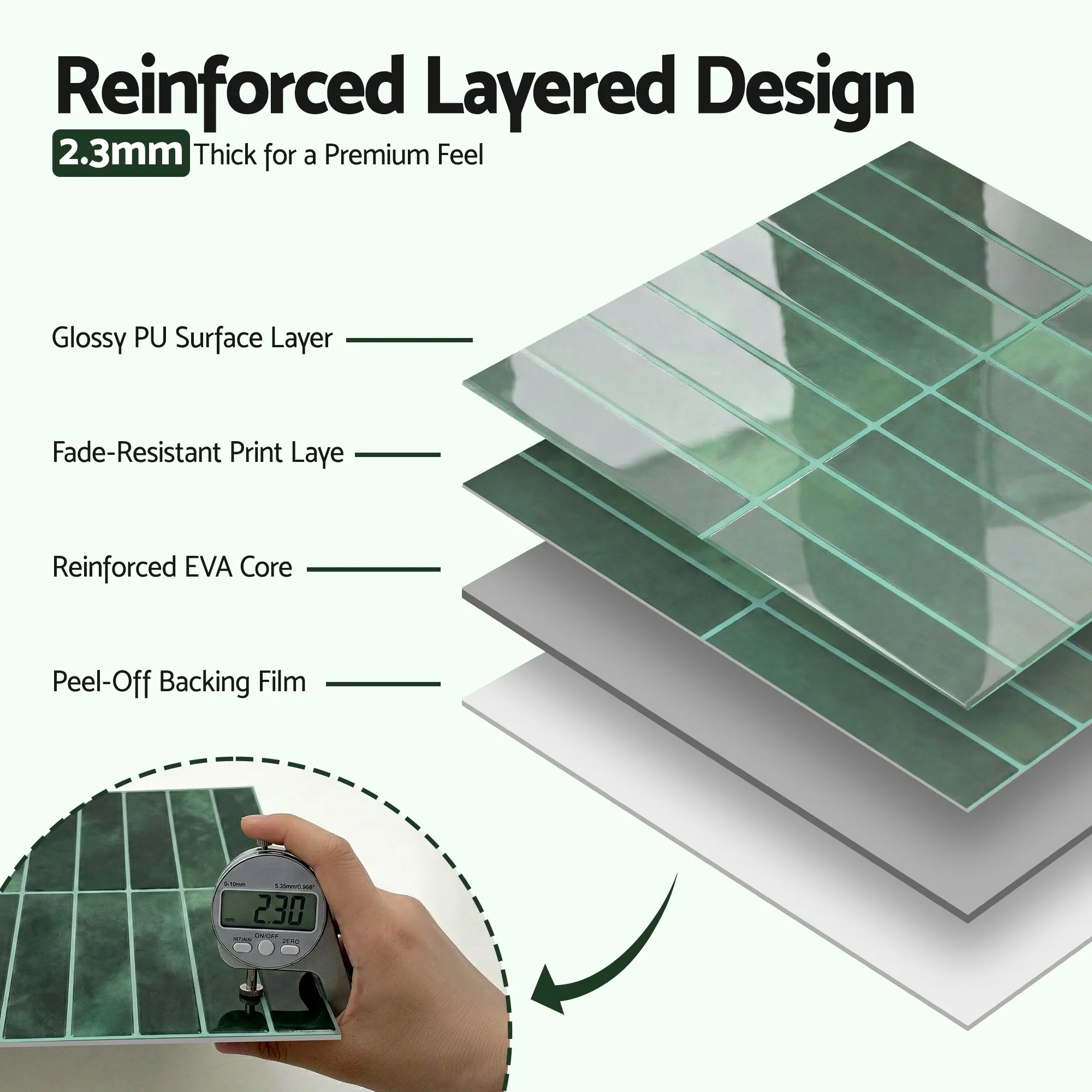 Artiss 3D Peel and Stick Wall Tiles Self Adhesive LinearGrid Backsplash 10 Sheets, Green - Image 6