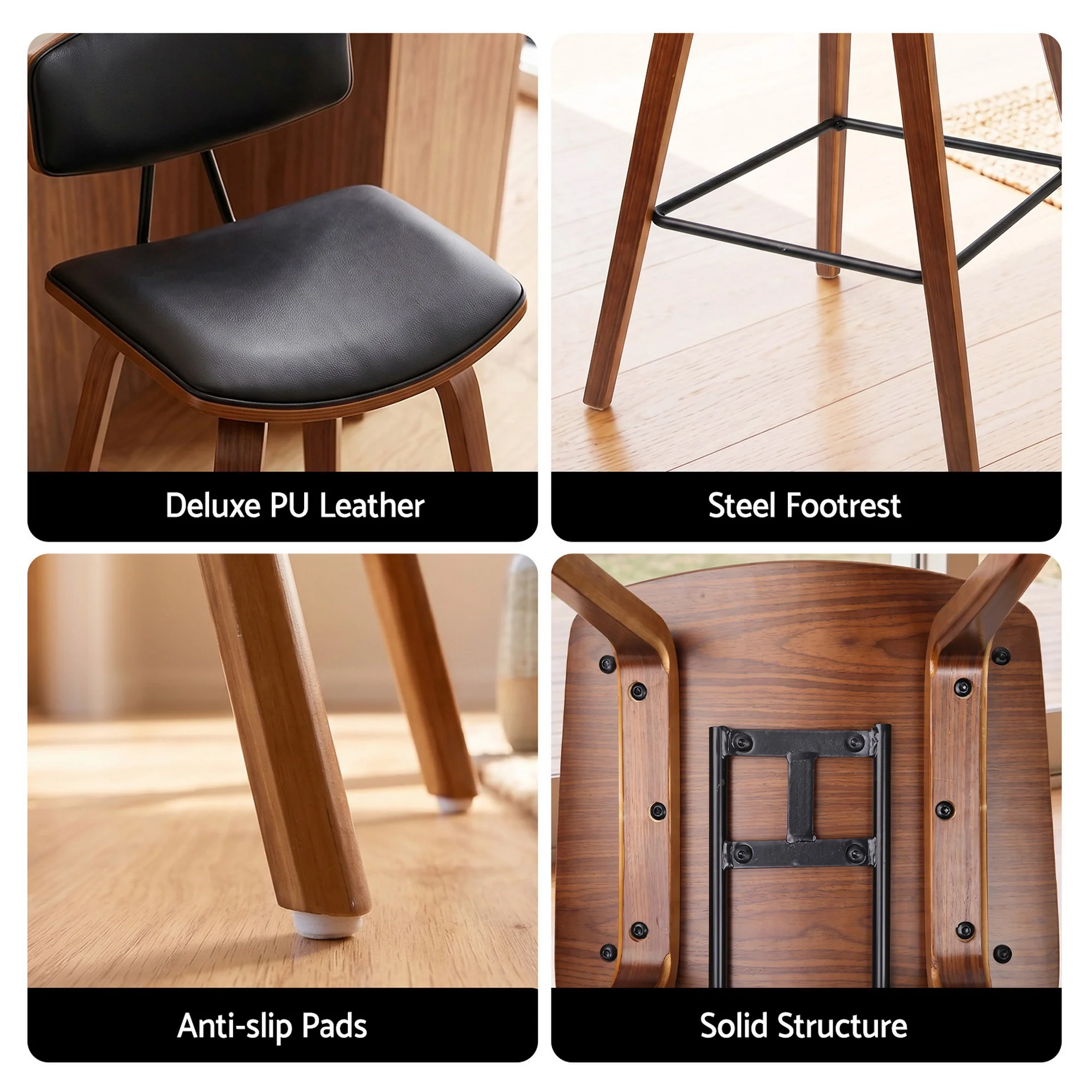 Artiss 3PCS Bar Table and Stools Set Dining Table Wood Kitchen Chairs Cafe Pub - Image 7